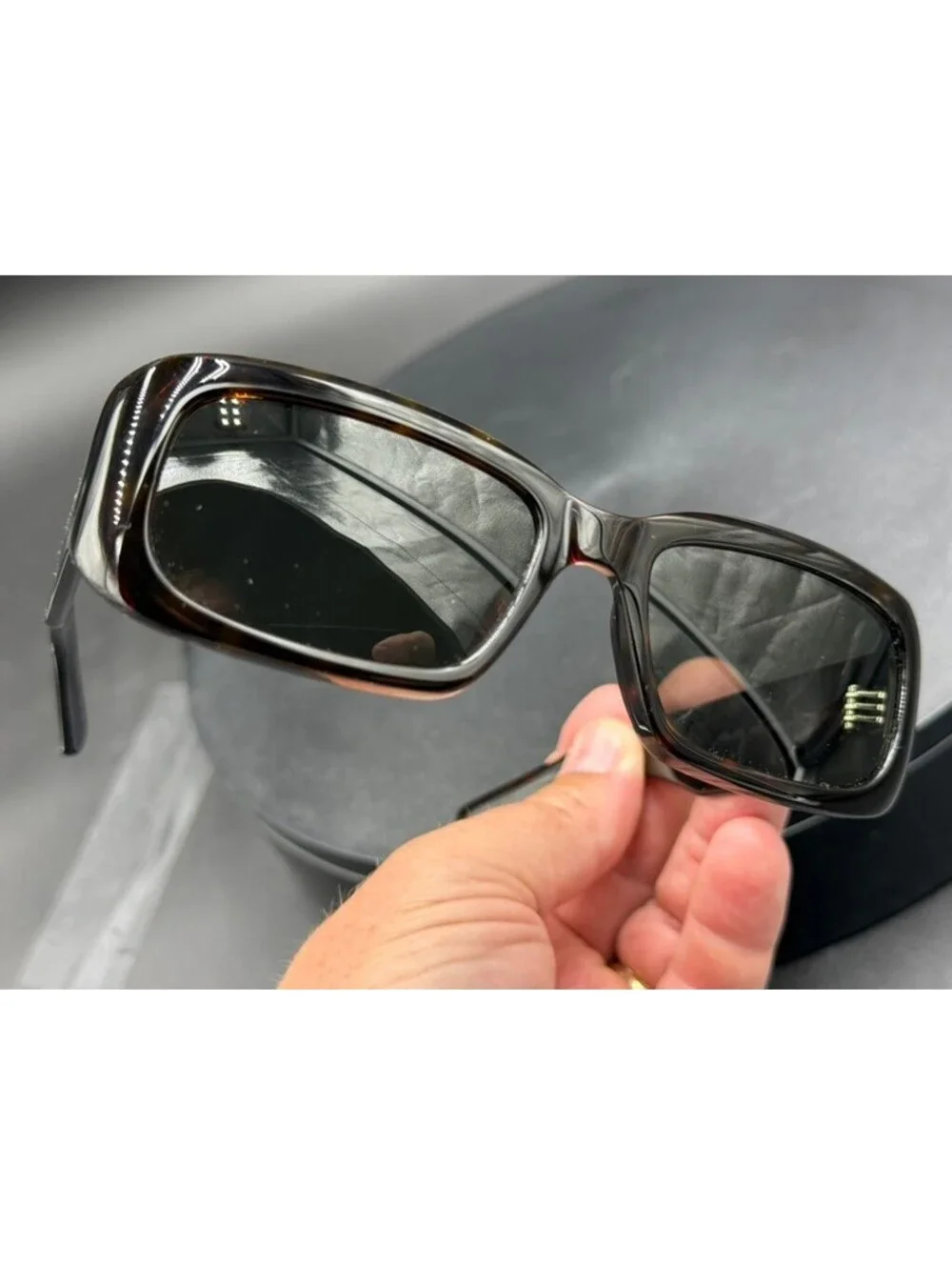 Saint Laurent SL 809 Tortoiseshell Rectangular Sunglasses - Picture 9 of 12